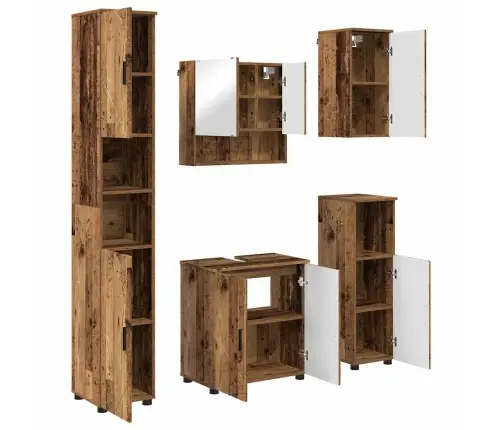 Vannas Istabas Mēbeļu Komplekts 5 Pcs Vecs Koks 61 X 35 X 64 Cm Vidaxl