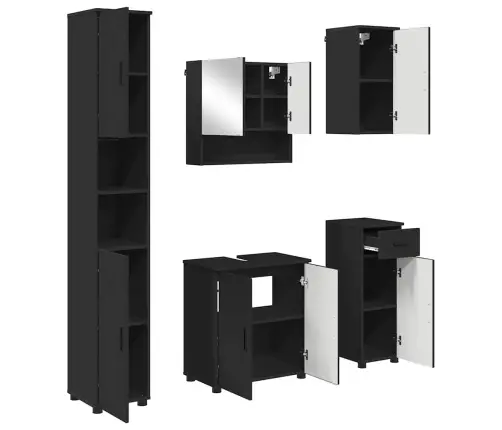 Vannas Istabas Mēbeļu Komplekts 5 Pcs Melna 61 X 35 X 64 Cm Vidaxl