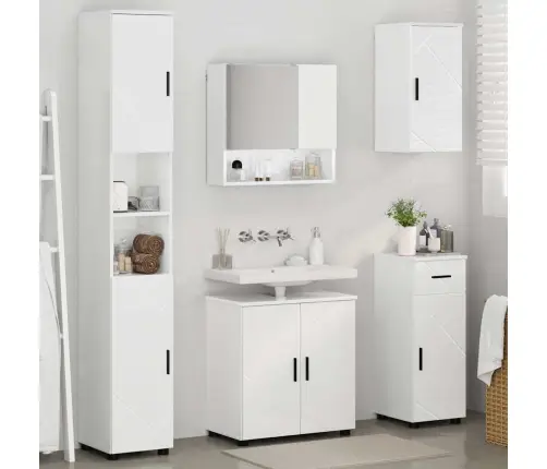 Vannas Istabas Mēbeļu Komplekts Ar Durvīm 5 Pcs Spīdīgi Balta Vidaxl