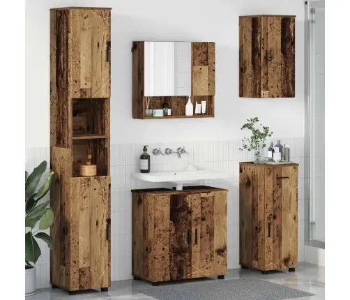 Vonios Baldų Rinkinys Su Stalčių 5 Pcs Senovinis Medis