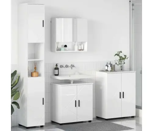 Vannitoa Mööbleset Ladustamisega 4 Pcs Kergelt Läikiv Valge