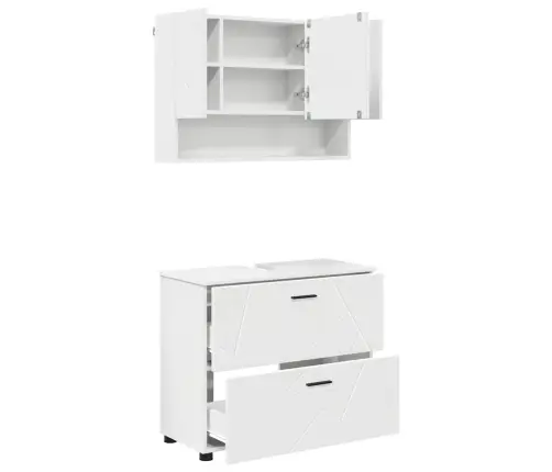 Vannas Istabas Mēbeļu Komplekts 2 Pcs Balts 76.5 X 35 X 64 Cm Vidaxl