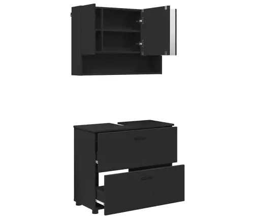 Vannitoa Mööbleset 2 Pcs Must 76.5 X 35 X 64 Cm Tehispuit