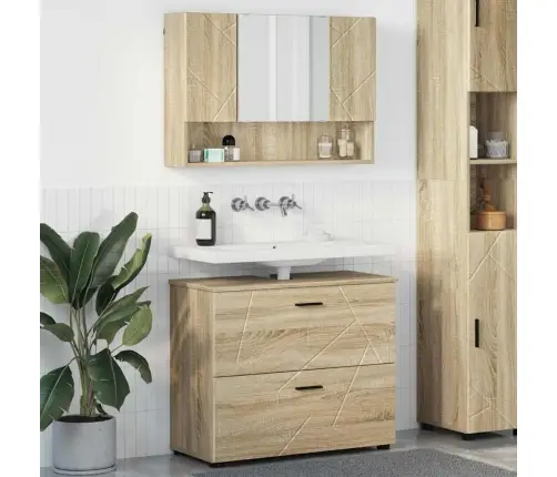 Vannas Istabas Mēbeļu Komplekts Ar Plauktu 2 Pcs Sonomas Ozola Vidaxl