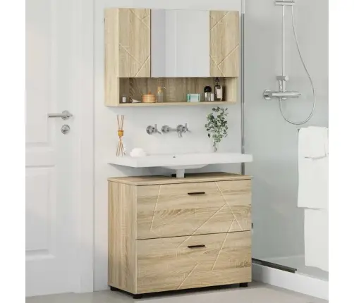 Vannas Istabas Mēbeļu Komplekts Ar Plauktu 2 Pcs Sonomas Ozola Vidaxl