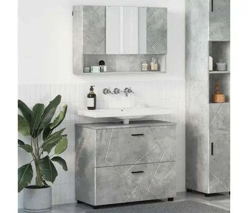 Vannitoa Mööbleset Sahtliga 2 Pcs Betoonihall 76.5 X 35 X 64 Cm Vannitoa Mööbleset Sahtliga 2 Pcs Betoonihall 76.5 X 35 X 64 Cm