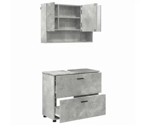 Vannitoa Mööbleset Sahtliga 2 Pcs Betoonihall 76.5 X 35 X 64 Cm Vannitoa Mööbleset Sahtliga 2 Pcs Betoonihall 76.5 X 35 X 64 Cm