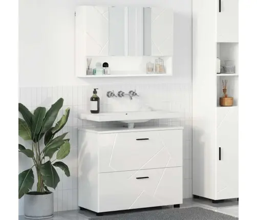 Vannas Istabas Mēbeļu Komplekts Ar Plauktu 2 Pcs Spīdīgi Balta Vidaxl Vannas Istabas Mēbeļu Komplekts Ar Plauktu 2 Pcs Spīdīgi Balta Vidaxl