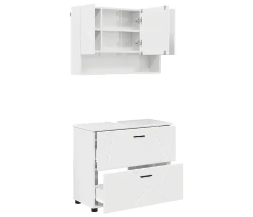 Vannas Istabas Mēbeļu Komplekts Ar Plauktu 2 Pcs Spīdīgi Balta Vidaxl Vannas Istabas Mēbeļu Komplekts Ar Plauktu 2 Pcs Spīdīgi Balta Vidaxl