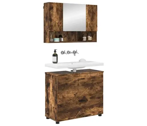 Vannas Istabas Mēbeļu Komplekts 2 Pcs Dūmakaina Ozolkoka Vidaxl Vannas Istabas Mēbeļu Komplekts 2 Pcs Dūmakaina Ozolkoka Vidaxl