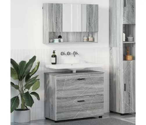 Vannitoa Mööbleset 2 Pcs Hall Sonoma Töödeldud Puit Ja Metall