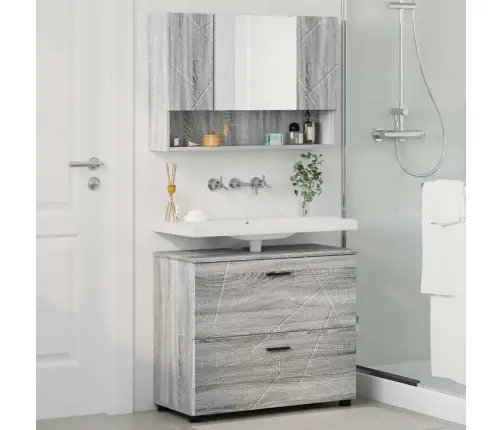 Vannitoa Mööbleset 2 Pcs Hall Sonoma Töödeldud Puit Ja Metall