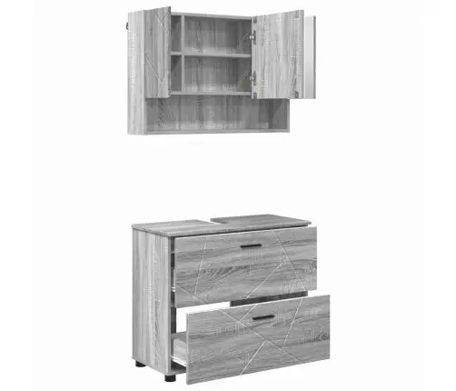 Vannitoa Mööbleset 2 Pcs Hall Sonoma Töödeldud Puit Ja Metall