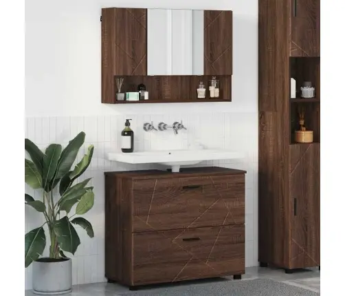 Vannas Istabas Mēbeļu Komplekts Ar Plauktu 2 Pcs Brūna Ozolkoka Vidaxl