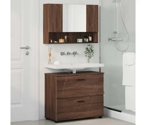 Vannas Istabas Mēbeļu Komplekts Ar Plauktu 2 Pcs Brūna Ozolkoka Vidaxl