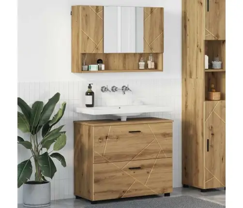 Vannitoa Mööbleset Sahtliga 2 Pcs Käsitöötamm 76.5 X 35 X 64 Cm Vannitoa Mööbleset Sahtliga 2 Pcs Käsitöötamm 76.5 X 35 X 64 Cm