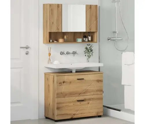 Vannitoa Mööbleset Sahtliga 2 Pcs Käsitöötamm 76.5 X 35 X 64 Cm Vannitoa Mööbleset Sahtliga 2 Pcs Käsitöötamm 76.5 X 35 X 64 Cm