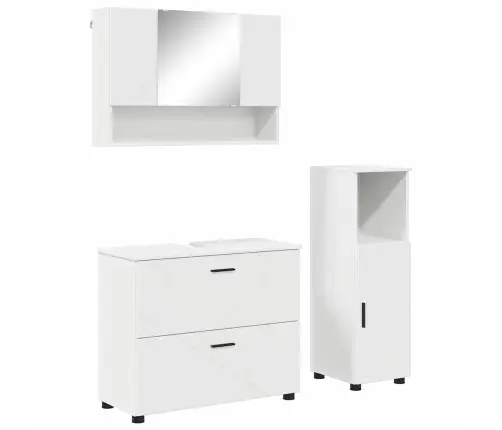 Vonios Baldų Rinkinys Su Stalčių 3 Pcs Balta 76.5 X 35 X 64 Cm