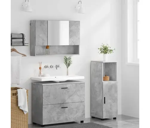 Vannas Istabas Mēbeļu Komplekts Ar Plauktu 3 Pcs Betona Pelēka Vidaxl