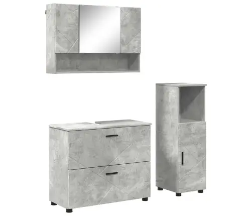Vannas Istabas Mēbeļu Komplekts Ar Plauktu 3 Pcs Betona Pelēka Vidaxl