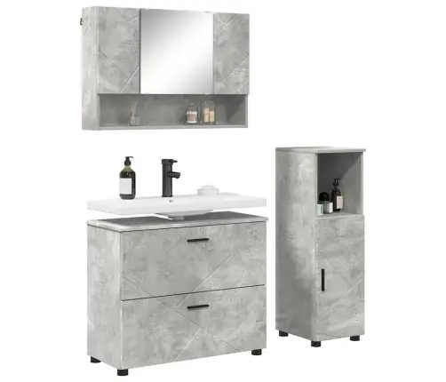 Vannas Istabas Mēbeļu Komplekts Ar Plauktu 3 Pcs Betona Pelēka Vidaxl