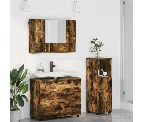 Vannas Istabas Mēbeļu Komplekts 3 Pcs Dūmakaina Ozolkoka Vidaxl