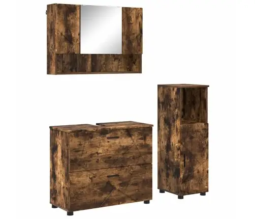 Vannas Istabas Mēbeļu Komplekts 3 Pcs Dūmakaina Ozolkoka Vidaxl