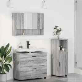 Vannas Istabas Mēbeļu Komplekts 3 Pcs Pelēka Sonomas Ozola Vidaxl