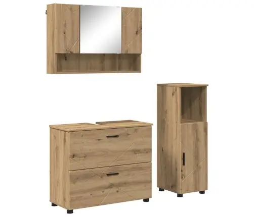 Vannas Istabas Mēbeļu Komplekts Ar Durvīm 3 Pcs Amatnieku Ozola Vidaxl