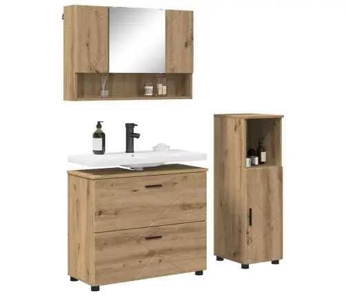 Vannas Istabas Mēbeļu Komplekts Ar Durvīm 3 Pcs Amatnieku Ozola Vidaxl