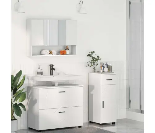 Vannitoa Mööbleset 3 Pcs Valge 76.5 X 35 X 64 Cm Tehispuit Vannitoa Mööbleset 3 Pcs Valge 76.5 X 35 X 64 Cm Tehispuit