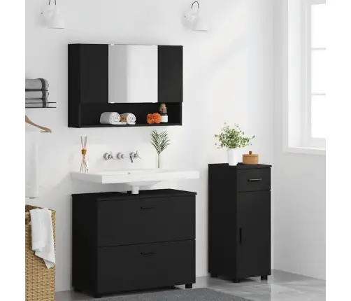 Vannitoa Mööbleset 3 Pcs Must 76.5 X 35 X 64 Cm Tehispuit