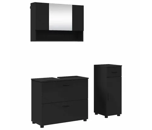 Vannitoa Mööbleset 3 Pcs Must 76.5 X 35 X 64 Cm Tehispuit