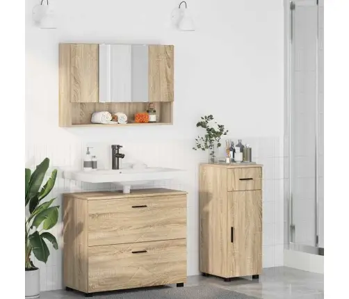 Vannas Istabas Mēbeļu Komplekts Ar Plauktu 3 Pcs Sonomas Ozola Vidaxl