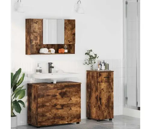 Vannas Istabas Mēbeļu Komplekts 3 Pcs Dūmakaina Ozolkoka Vidaxl