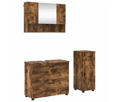 Vannas Istabas Mēbeļu Komplekts 3 Pcs Dūmakaina Ozolkoka Vidaxl