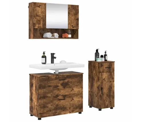 Vannas Istabas Mēbeļu Komplekts 3 Pcs Dūmakaina Ozolkoka Vidaxl