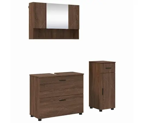 Vannas Istabas Mēbeļu Komplekts Ar Plauktu 3 Pcs Brūna Ozolkoka Vidaxl