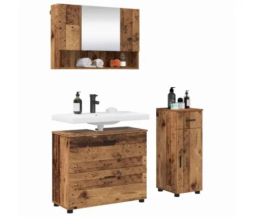 Vannas Istabas Mēbeļu Komplekts Ar Atvilktni 3 Pcs Vecs Koks Vidaxl