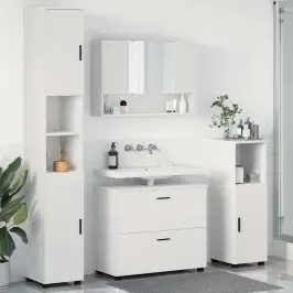 Vannitoa Mööbleset 4 Pcs Valge 30 X 35 X 192 Cm Tehispuit