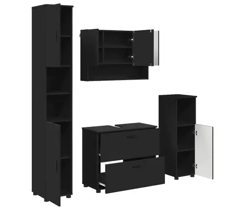 Vannas Istabas Mēbeļu Komplekts 4 Pcs Melna 30 X 35 X 192 Cm Vidaxl
