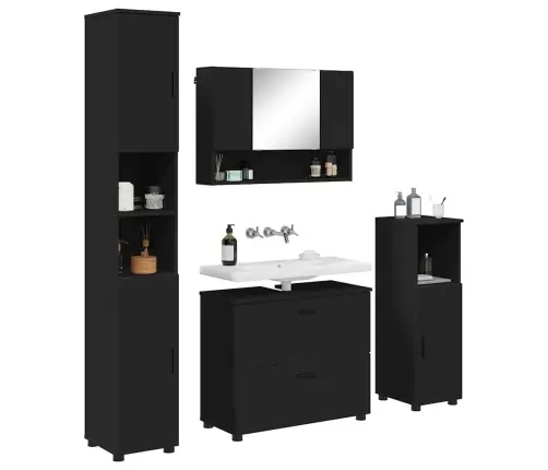 Vannas Istabas Mēbeļu Komplekts 4 Pcs Melna 30 X 35 X 192 Cm Vidaxl
