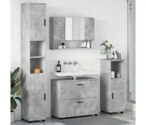 Vannas Istabas Mēbeļu Komplekts Ar Plauktu 4 Pcs Betona Pelēka Vidaxl