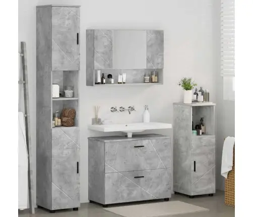 Vannas Istabas Mēbeļu Komplekts Ar Plauktu 4 Pcs Betona Pelēka Vidaxl