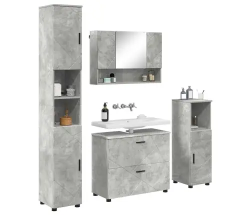 Vannas Istabas Mēbeļu Komplekts Ar Plauktu 4 Pcs Betona Pelēka Vidaxl