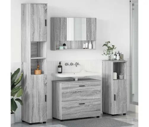 Vannitoa Mööbleset 4 Pcs Hall Sonoma 30 X 35 X 192 Cm Tehispuit Vannitoa Mööbleset 4 Pcs Hall Sonoma 30 X 35 X 192 Cm Tehispuit