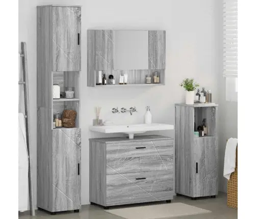 Vannitoa Mööbleset 4 Pcs Hall Sonoma 30 X 35 X 192 Cm Tehispuit Vannitoa Mööbleset 4 Pcs Hall Sonoma 30 X 35 X 192 Cm Tehispuit