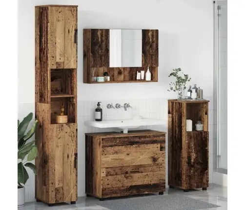 Vannitoa Mööbleset 4 Pcs Vana Puit 30 X 35 X 192 Cm Tehispuit