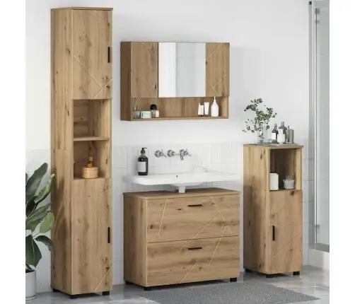 Vannas Istabas Mēbeļu Komplekts Ar Durvīm 4 Pcs Amatnieku Ozola Vidaxl