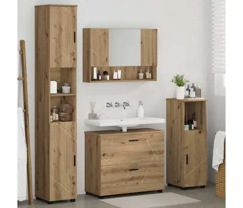 Vannas Istabas Mēbeļu Komplekts Ar Durvīm 4 Pcs Amatnieku Ozola Vidaxl